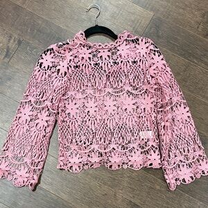 Fashion Nova Pink Crochet Lace Blouse